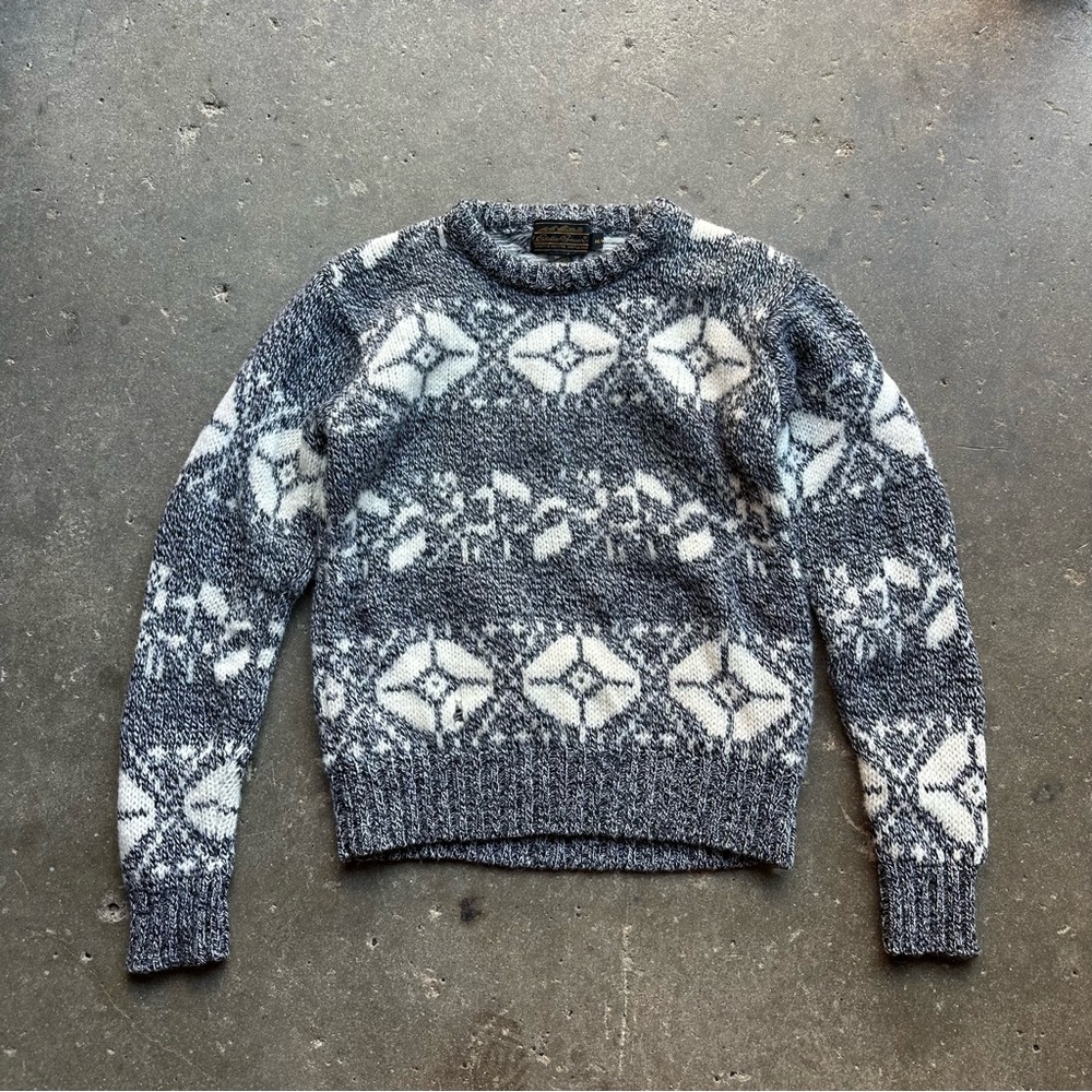 Vintage 80s Eddie Bauer Wool Nordic Fair Isle Sweater Size M